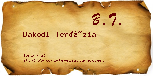 Bakodi Terézia névjegykártya
